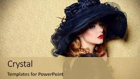  Presentation with golden woman - Slide set consisting of woman in elegant broad-brim background and a coral colored foreground