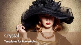  Presentation with golden woman - Presentation consisting of woman in elegant broad-brim background and a tawny brown colored foreground