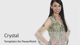  Presentation with indian woman - PPT theme enhanced with woman in elegant designer wear background and a white colored foreground