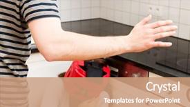  Presentation with domestic abuse - Slide set enhanced with woman in fear of domestic background and a  colored foreground