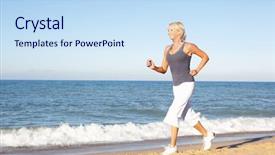  Presentation with fitness clothing - Slide deck consisting of woman in fitness clothing running background and a sky blue colored foreground