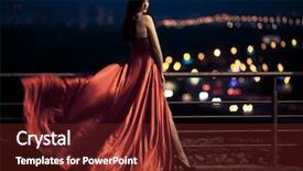  Presentation with beauty - Audience pleasing presentation design consisting of woman in fluttering red dress backdrop and a tawny brown colored foreground