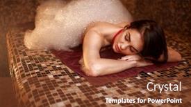  Presentation with foam - Presentation design with woman-in-foam-lying background and a tawny brown colored foreground