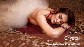  Presentation with foam - Slide deck having woman-in-foam-turkish-bath background and a tawny brown colored foreground