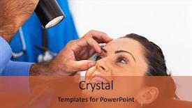  Presentation with eye doctor - Beautiful PPT theme featuring woman in for eye check backdrop and a red colored foreground