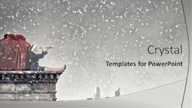  Presentation with formal - PPT theme featuring woman in formal suit and santa hat looking in spyglass background and a light gray colored foreground