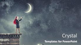  Presentation with formal - Cool new theme with woman in formal suit and santa hat looking in spyglass backdrop and a gray colored foreground