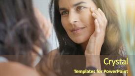  Presentation with mirror - Beautiful slide set featuring woman in front of mirror backdrop and a tawny brown colored foreground