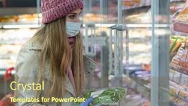  Presentation with freezer - Amazing slide deck having woman-in-full-corona-outfit backdrop and a violet colored foreground