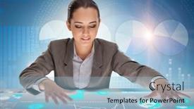  Presentation with data mining - Slide deck consisting of woman-in-futuristic-data-mining background and a light blue colored foreground