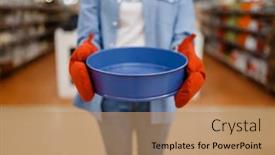  Presentation with bowl - Slides having woman-in-gloves-holds-bowl background and a coral colored foreground