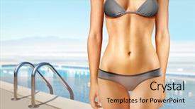  Presentation with part of engine - Theme with woman in gray bathing suit background and a coral colored foreground
