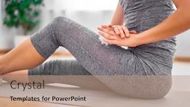  Presentation with gym ball - Slide deck enhanced with woman-in-gray-tracksuit background and a coral colored foreground