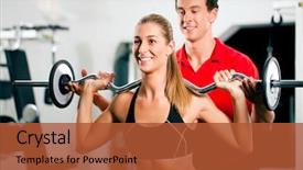  Presentation with gymnastics - Presentation design featuring woman in gym with personal background and a red colored foreground
