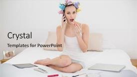  Presentation with brown - PPT theme having woman in hair curlers making background and a  colored foreground