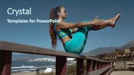  Presentation with boat - Audience pleasing PPT theme consisting of awana - woman in half boat asana backdrop and a  colored foreground