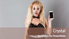  Presentation with blank portrait a4 - Presentation having woman in halloween clown make background and a coral colored foreground