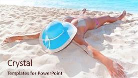  Presentation with caribbean - PPT layouts enhanced with woman in hat relaxing on holiday at caribbean sea background and a lemonade colored foreground