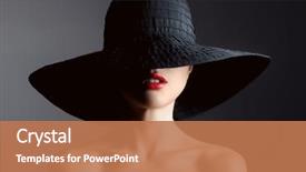  Presentation with fashion - Presentation theme having woman in hat retro fashion background and a coral colored foreground