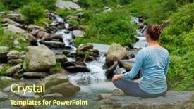  Presentation with waterfall woman - Beautiful slides featuring awana - woman in hatha yoga asana backdrop and a tawny brown colored foreground