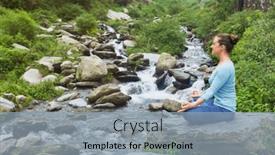  Presentation with waterfall woman - Presentation design with woman-in-hatha-yoga-asana and a light blue colored foreground