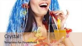  Presentation with hawaii - Presentation design enhanced with woman in hawaii costume drink juice isolated background and a coral colored foreground