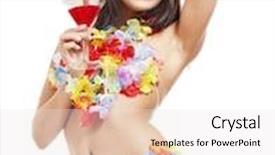  Presentation with hawaii - Beautiful slide deck featuring woman in hawaii costume drink juice isolated backdrop and a white colored foreground