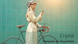  Presentation with female sport - Slide deck consisting of woman-in-helmet-using background and a ocean colored foreground