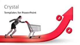  Presentation with grocery - Presentation theme featuring woman-in-high-grocery-inflation background and a white colored foreground