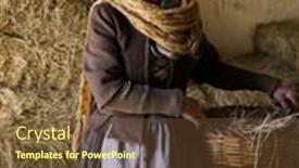  Presentation with costume - Slide deck with woman-in-historical-medieval-costume background and a tawny brown colored foreground