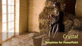  Presentation with barn - PPT theme consisting of woman-in-historical-medieval-costume background and a  colored foreground
