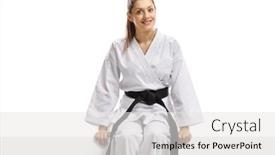  Presentation with kimono - Amazing slide deck having woman-in-karate-kimono backdrop and a white colored foreground