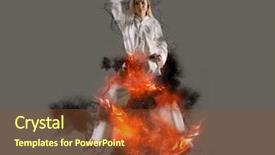  Presentation with taekwondo - PPT theme having woman in kimono practicing taekwondo background and a tawny brown colored foreground