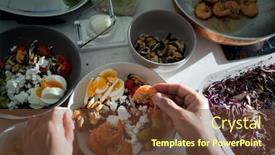  Presentation with healty - Cool new presentation with woman-in-kitchen-preparing-healty backdrop and a tawny brown colored foreground