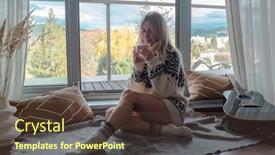  Presentation with home health care - Slides with woman-in-knitted-wool-sweater background and a tawny brown colored foreground