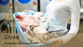  Presentation with laundromat - Amazing theme having woman in laundromat backdrop and a coral colored foreground