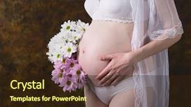  Presentation with medicine pregnant woman - Colorful presentation design enhanced with woman in lingerie with flowers backdrop and a wine colored foreground