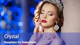  Presentation with hair dress - Beautiful PPT theme featuring woman in lux dress crown backdrop and a cobalt blue colored foreground