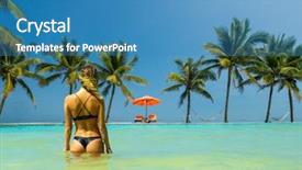  Presentation with luxury resort - Beautiful slide deck featuring woman in luxury five stars backdrop and a teal colored foreground