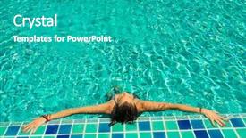  Presentation with five stars - Presentation design consisting of woman in luxury five stars background and a teal colored foreground