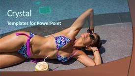  Presentation with five stars - Presentation design enhanced with woman in luxury five stars background and a  colored foreground