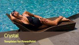  Presentation with five star - Presentation consisting of woman in luxury five stars background and a  colored foreground