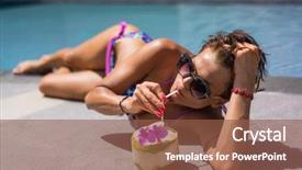  Presentation with five stars - Beautiful slide deck featuring woman in luxury five stars backdrop and a  colored foreground