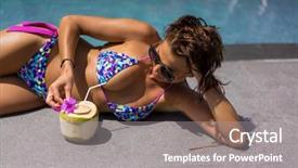  Presentation with five stars - Colorful slide set enhanced with woman in luxury five stars backdrop and a  colored foreground