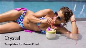  Presentation with five stars - Slide deck having woman in luxury five stars background and a  colored foreground