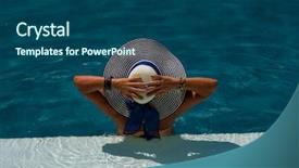  Presentation with five star - Cool new slide deck with woman in luxury five stars backdrop and a ocean colored foreground