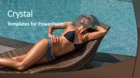  Presentation with five stars - Colorful presentation design enhanced with woman in luxury five stars backdrop and a ocean colored foreground