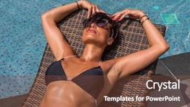  Presentation with five star - Beautiful slide set featuring woman in luxury five stars backdrop and a tawny brown colored foreground