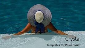  Presentation with five stars - Audience pleasing presentation consisting of woman in luxury five stars backdrop and a light blue colored foreground