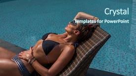  Presentation with five star - Theme enhanced with woman in luxury five stars background and a ocean colored foreground